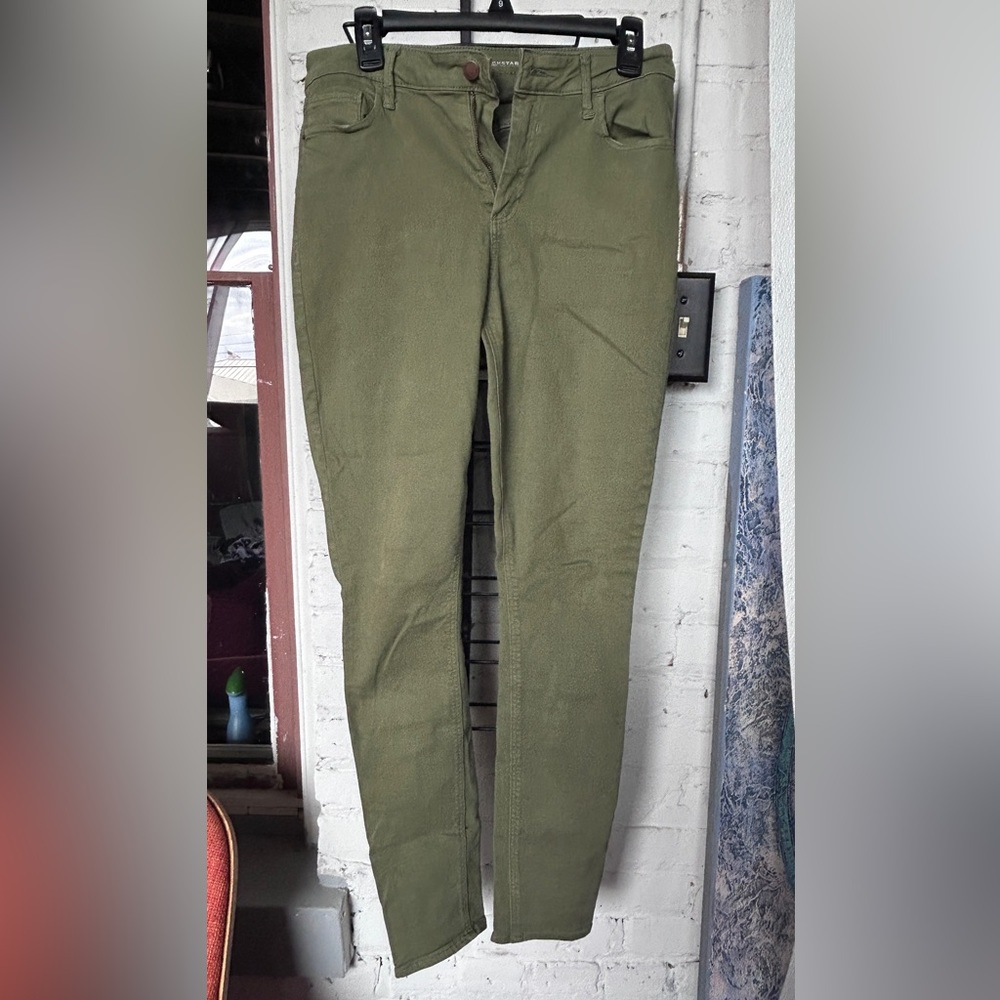 Old Navy Rockstar Mid-Rise Pants, Military Green, Size 10